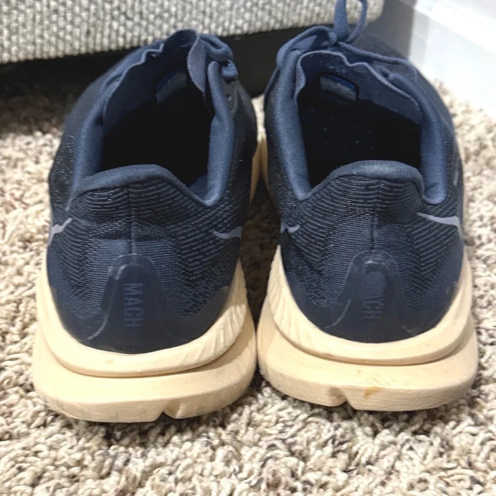Hoka Mach 6 Mens 10.5 Navy Oat Milk Running Shoes Sneakers 1144032 VCK